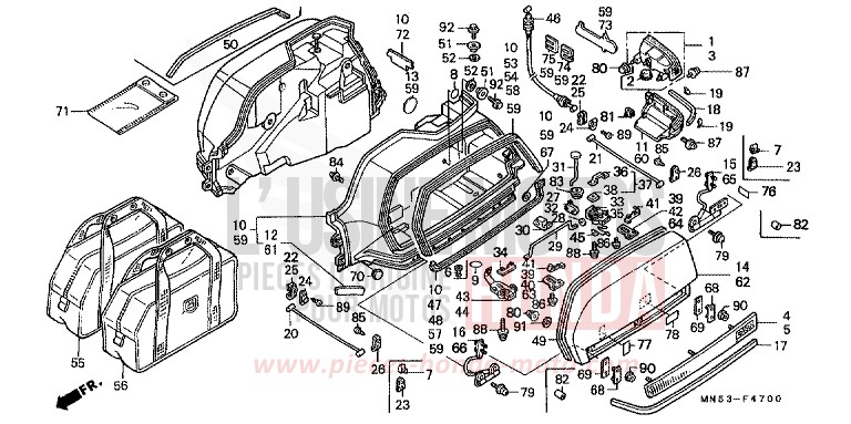 SADDLEBAG for Gold Wing CARMEL BLUE METALLIC (PB224M) from 1990